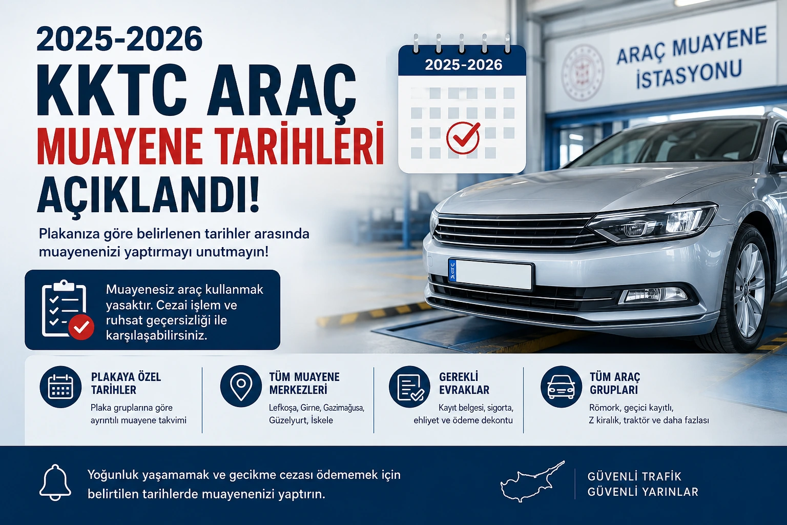 KKTC Motorlu Araç Muayene Tarihleri 2026