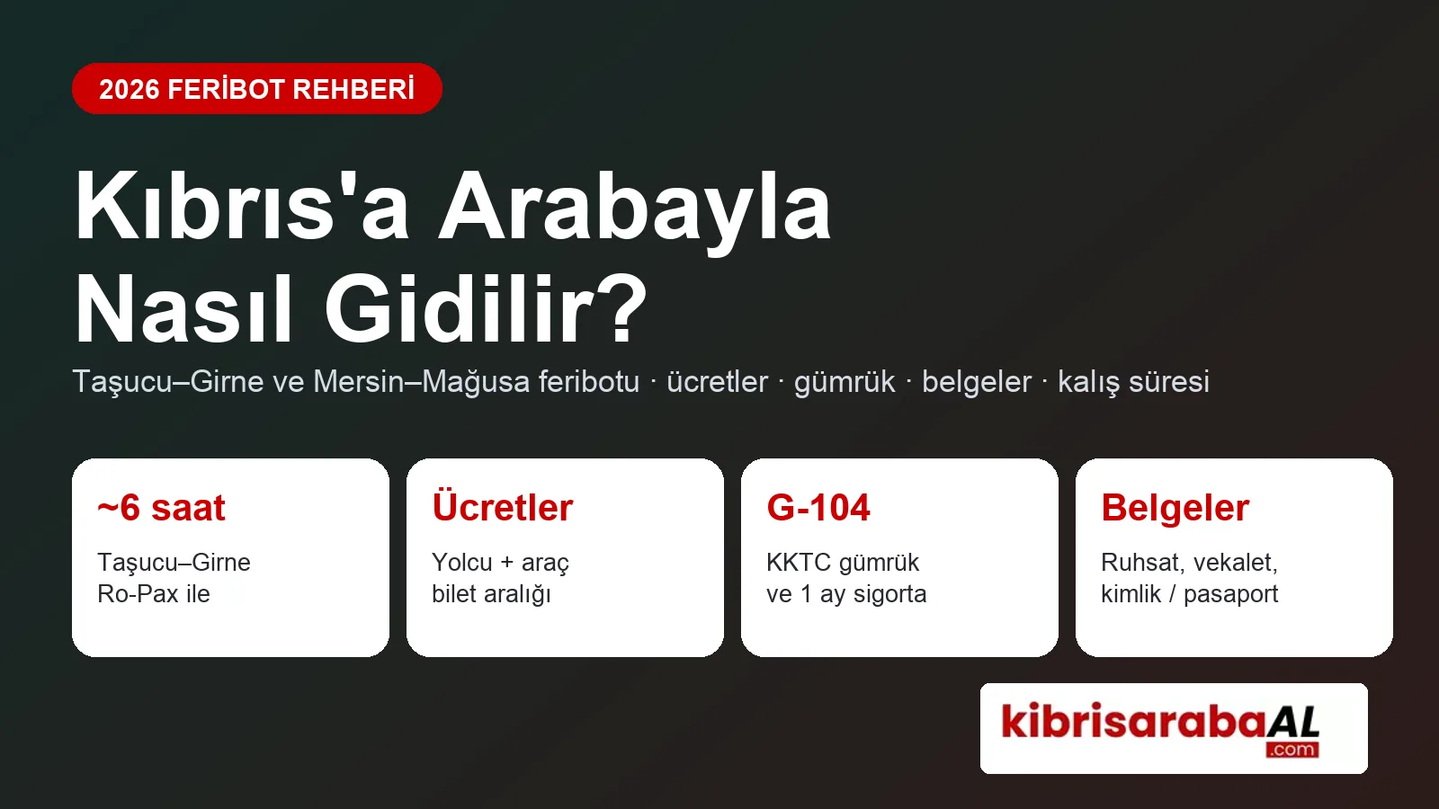 Kıbrıs'a Arabayla Nasıl Gidilir? 2026 Feribot Rehberi: Taşucu–Girne, Mersin–Mağusa, Ücretler ve Gümrük