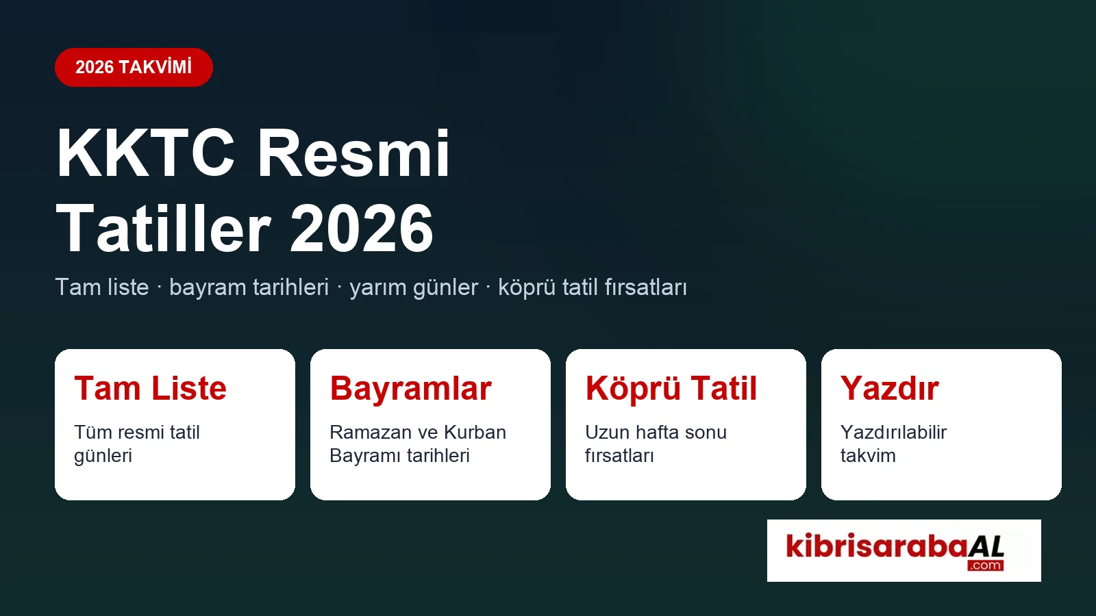 KKTC Resmi Tatiller 2026 | Bayram ve Tatil Takvimi